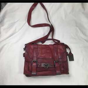 Frye Distressed Red Leather Cameron Crossbody Satchel